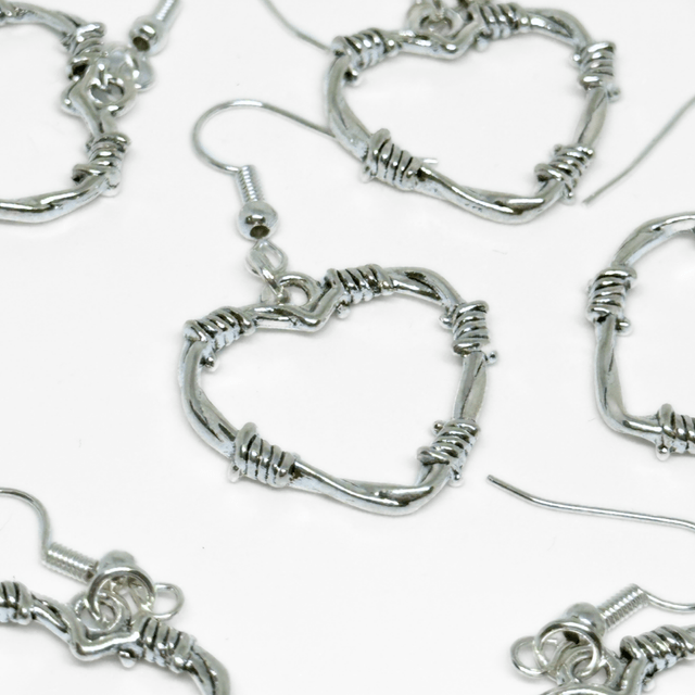 Barbed Wire Heart Earrings