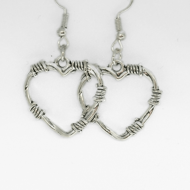 Barbed Wire Heart Earrings