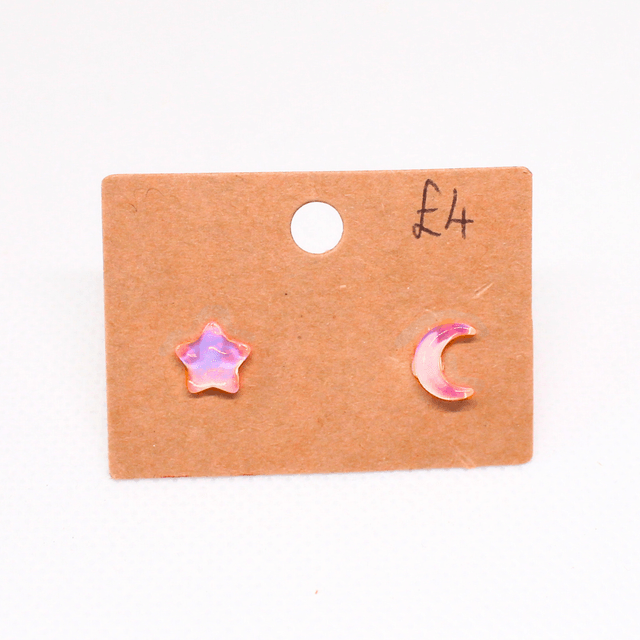 Iridescent Moon & Star Studs