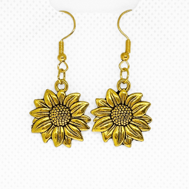 Gold Sunflower Earrings