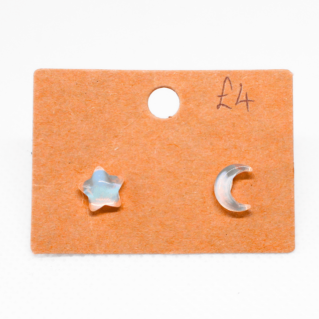 Iridescent Moon & Star Studs