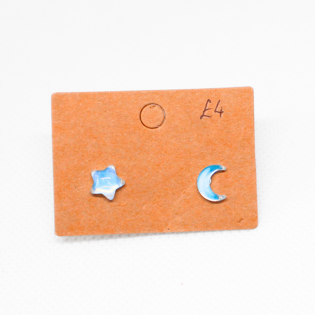 Iridescent Moon & Star Studs