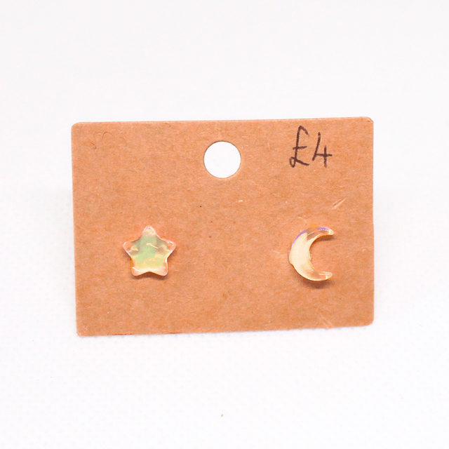 Iridescent Moon & Star Studs
